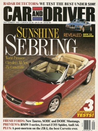 CAR & DRIVER 1995 SEPT - VETTES, MUSTANGS, F355 SPIDER